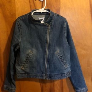 Cute moto style jean jacket near perfect condition